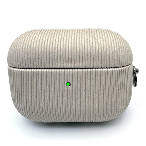 NWT BEIGE GRAY Striped Textured Silicone Case for Apple AirPods Pro 2 - Picture 1 of 5